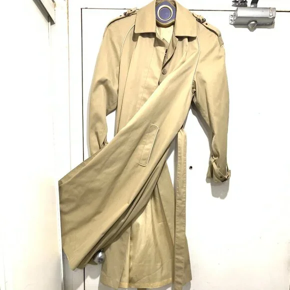 VINTAGE CYCLONE BY UTEX MADE IN ROMANIA BELTED TRENCH COATS SIZE 14 - Picture 9 of 16